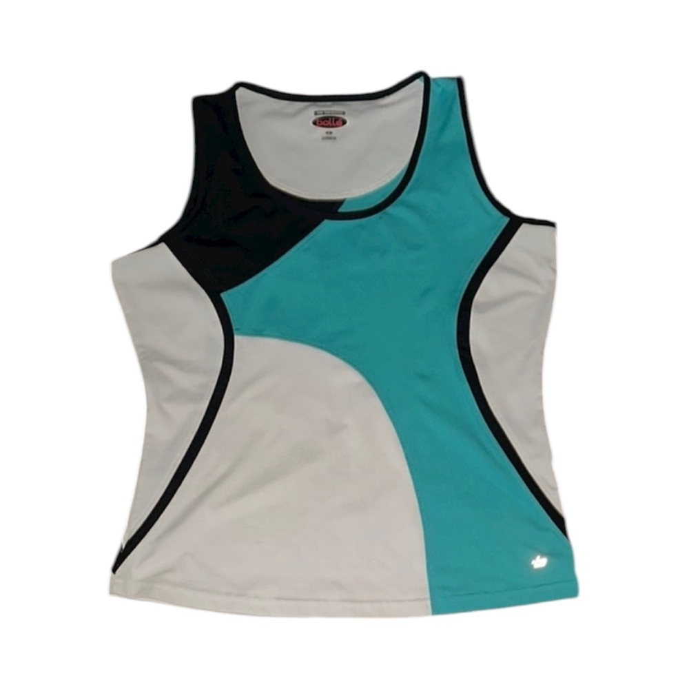 Bolle Women's Teal and White Athletic Tank Top size large
